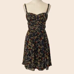 Suzi Chin for Maggy Boutique Black Floral Mini Dress Size 4